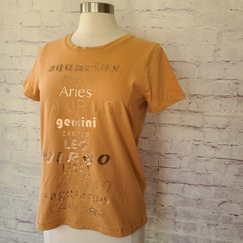 Madewell Astrology Zodiac Sign Metallic Graphic Printed T-Shirt Medium
